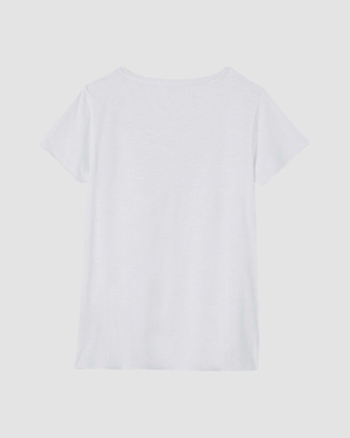 Plain white t-shirt on a light gray background