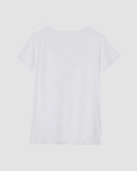 Plain white t-shirt on a light gray background