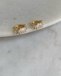 Tiny small crystal jagged huggie earrings