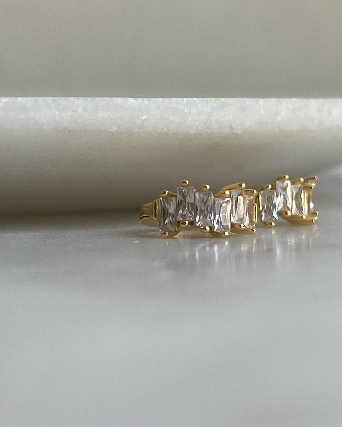 Tiny small crystal jagged huggie earrings