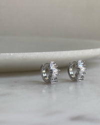 Tiny small crystal jagged huggie earrings