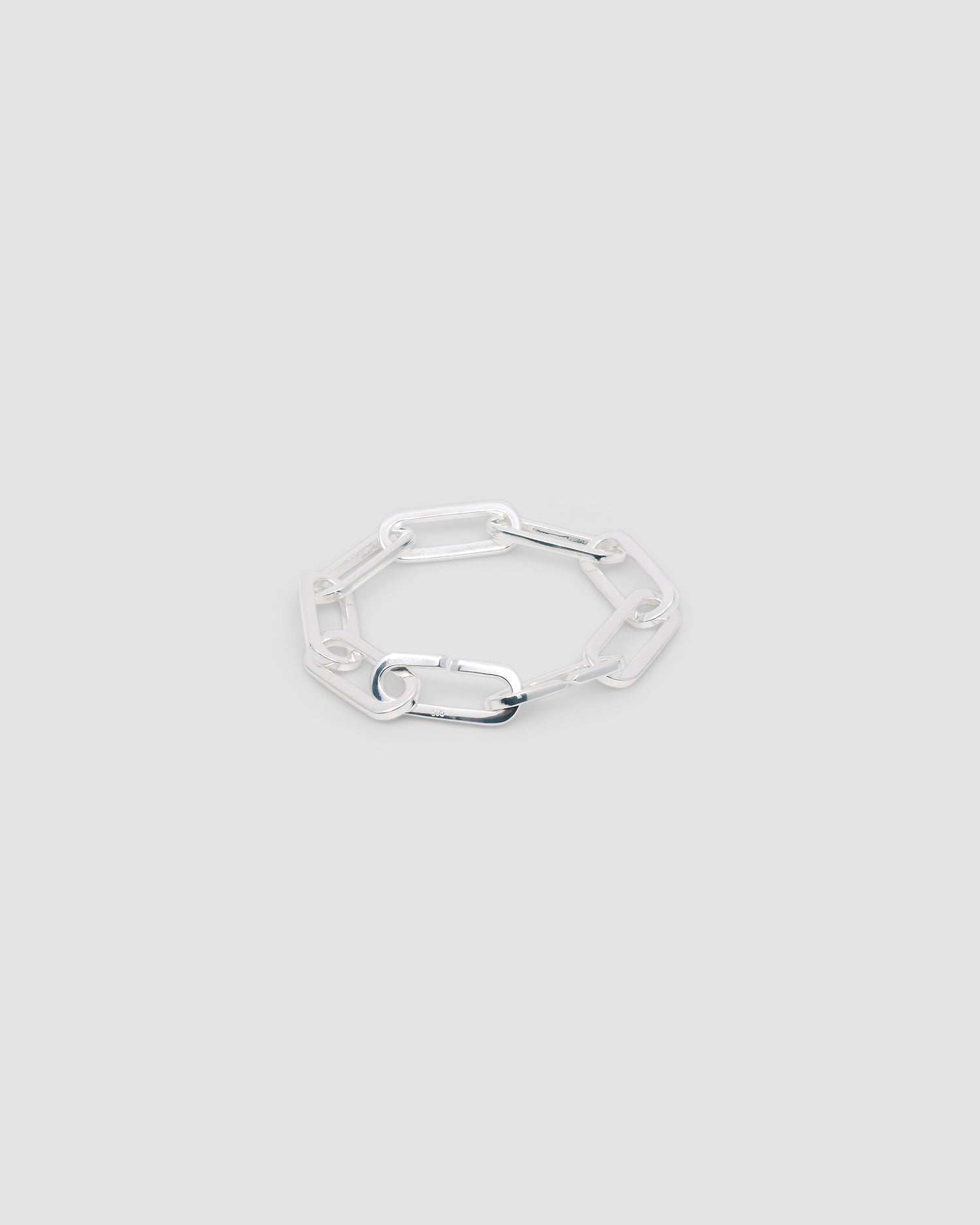 silver open link bracelet with self clasp
