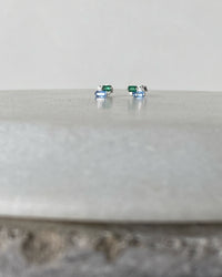 small blue & green crystal stud earrings