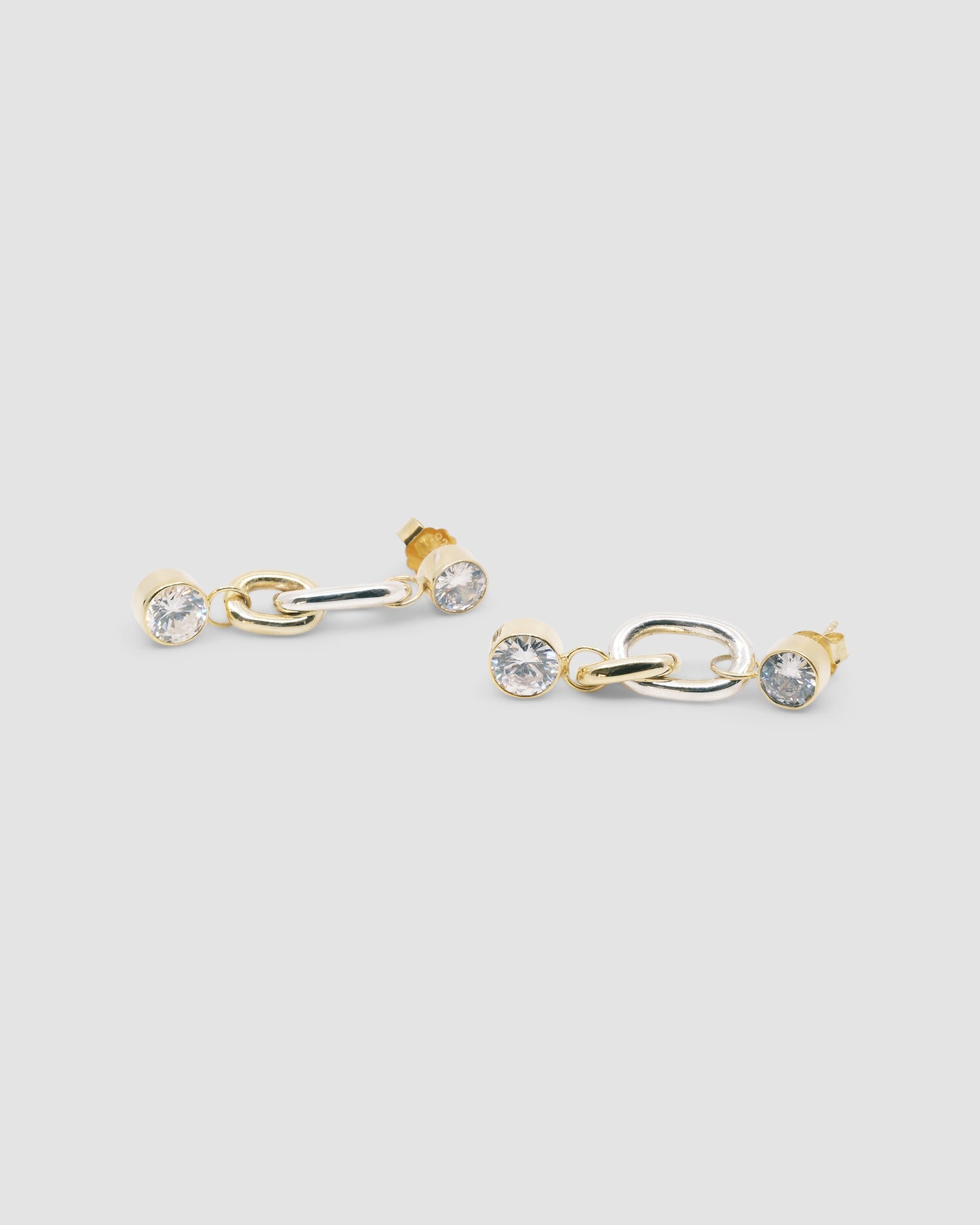 crystal and mixed metal link drop earrings