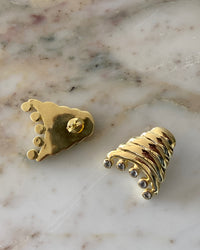 Curved Gold earrings with Crystals at the base