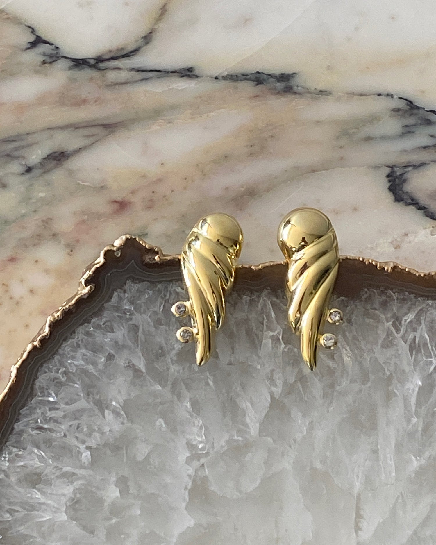 RELOVED GOLD WING CRYSTAL EARRINGS - The Pared Store