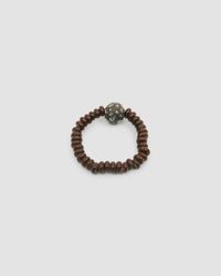 chocolate beaded bracelet with a central dark brown mottled feature bead