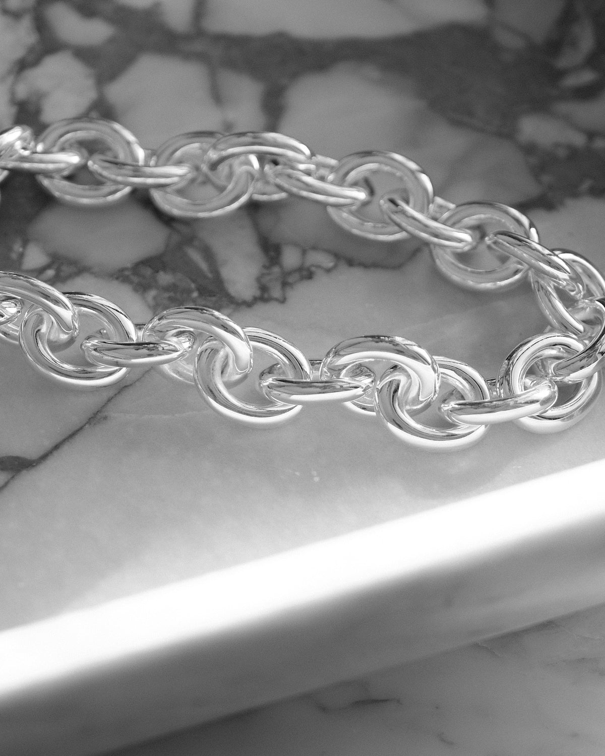 A chunky silver chain necklace