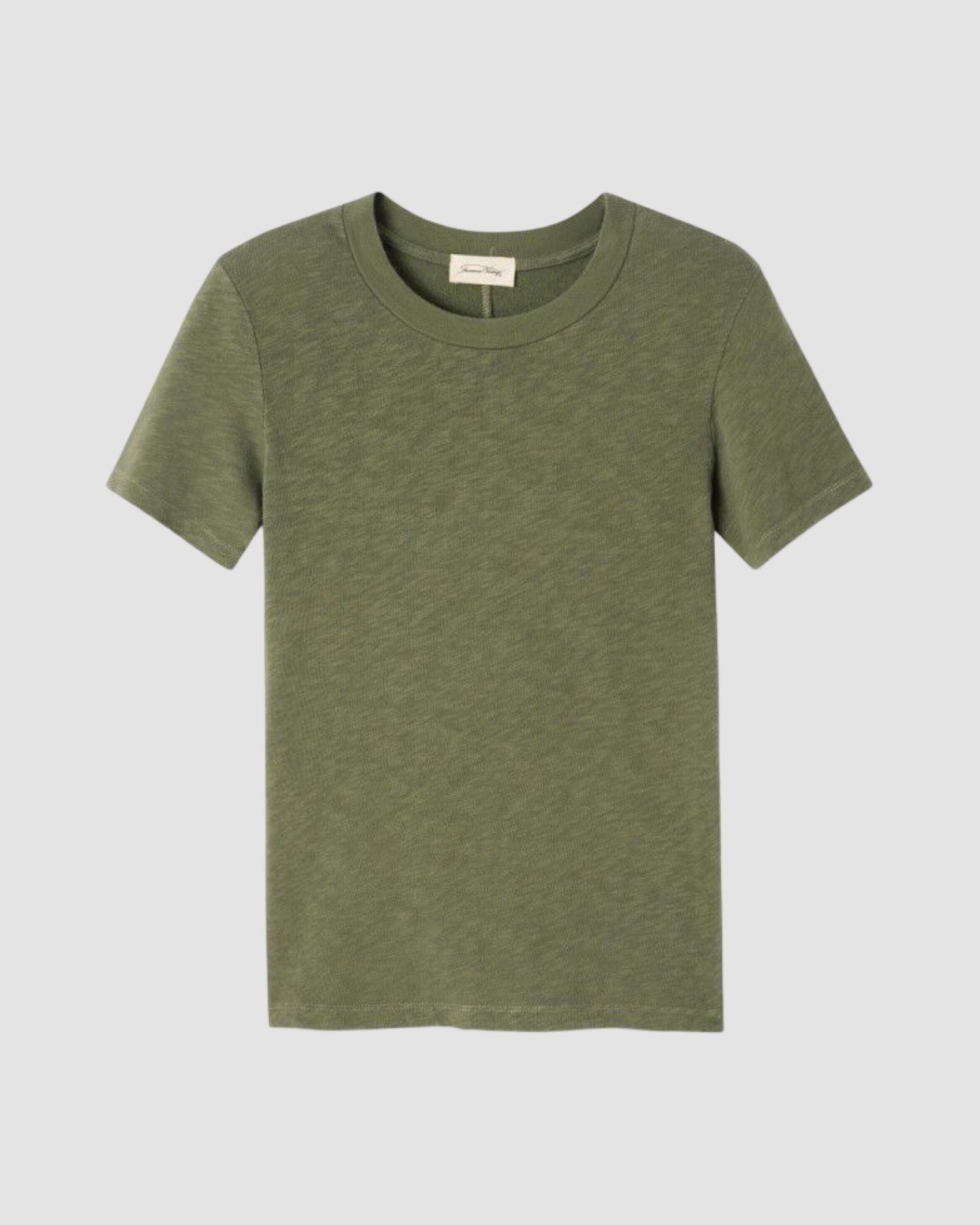 Green t-shirt on a light gray background