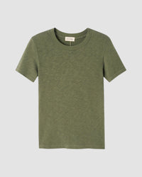 Green t-shirt on a light gray background