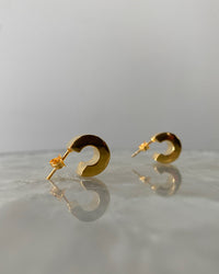 small gold chubby hard edged hoop earrings