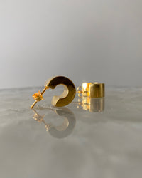 small gold chubby hard edged hoop earrings