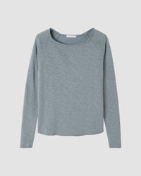 Grey Blue long-sleeve shirt on a light gray background